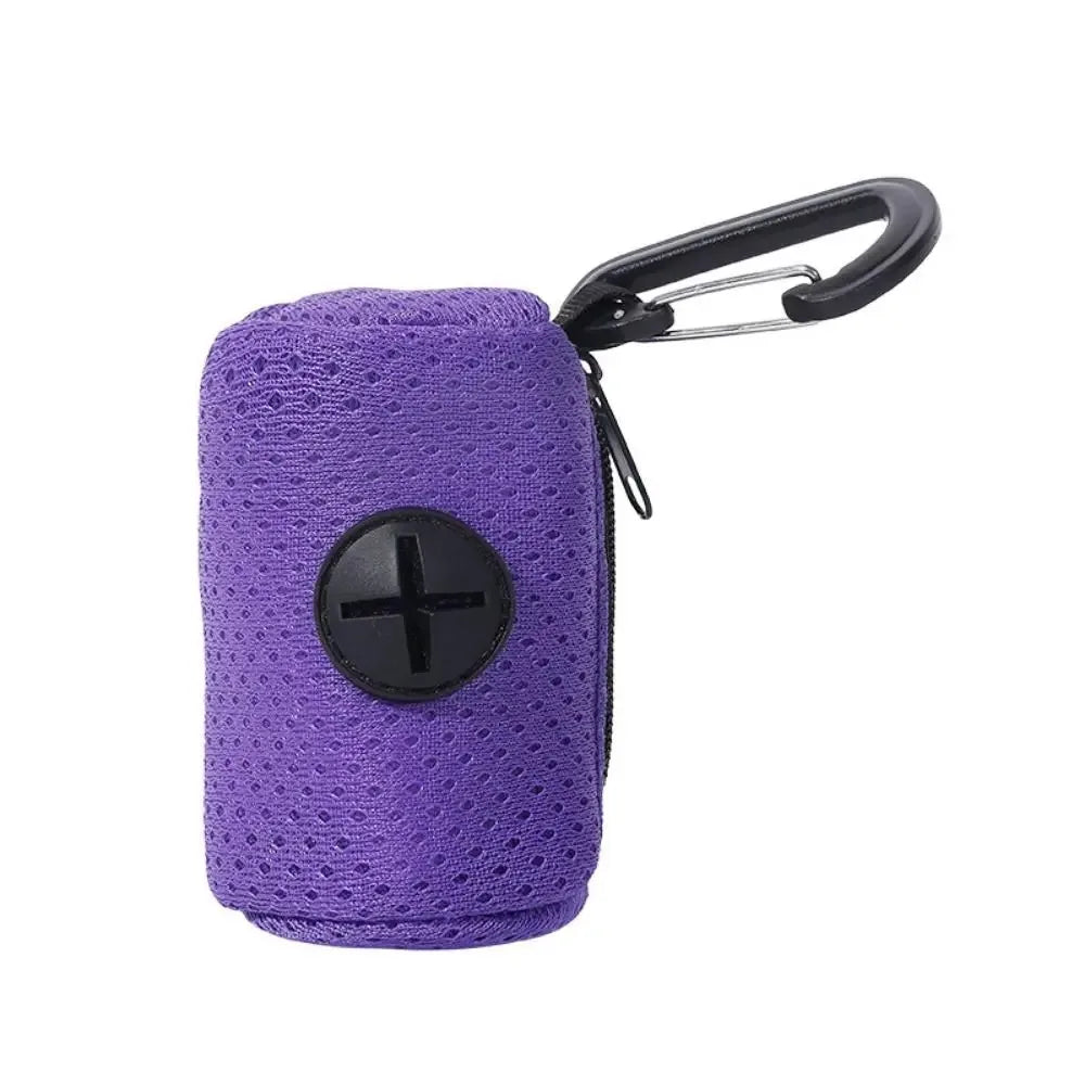 Portable Mesh Dog Poo Bag Dispenser with Buckle - Colorful Waste Bag Holder for Easy Walking