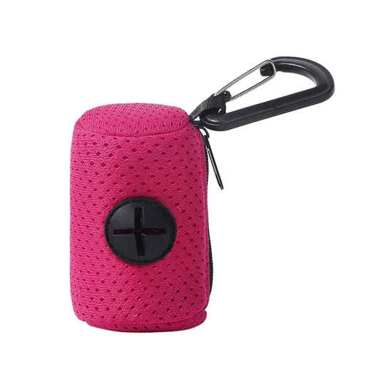Portable Mesh Dog Poo Bag Dispenser with Buckle - Colorful Waste Bag Holder for Easy Walking