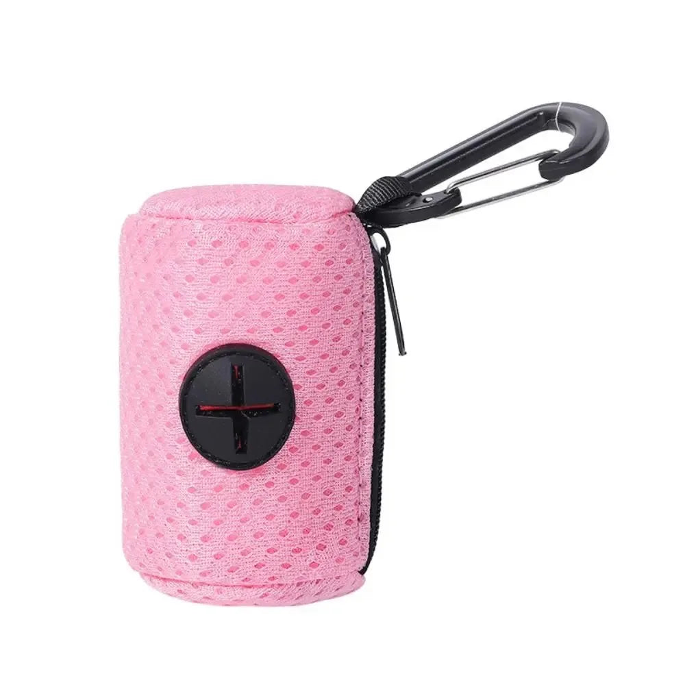 Portable Mesh Dog Poo Bag Dispenser with Buckle - Colorful Waste Bag Holder for Easy Walking