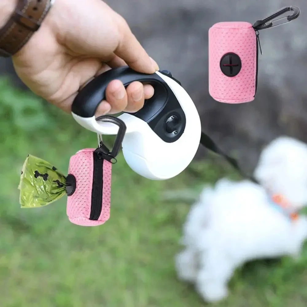 Portable Mesh Dog Poo Bag Dispenser with Buckle - Colorful Waste Bag Holder for Easy Walking